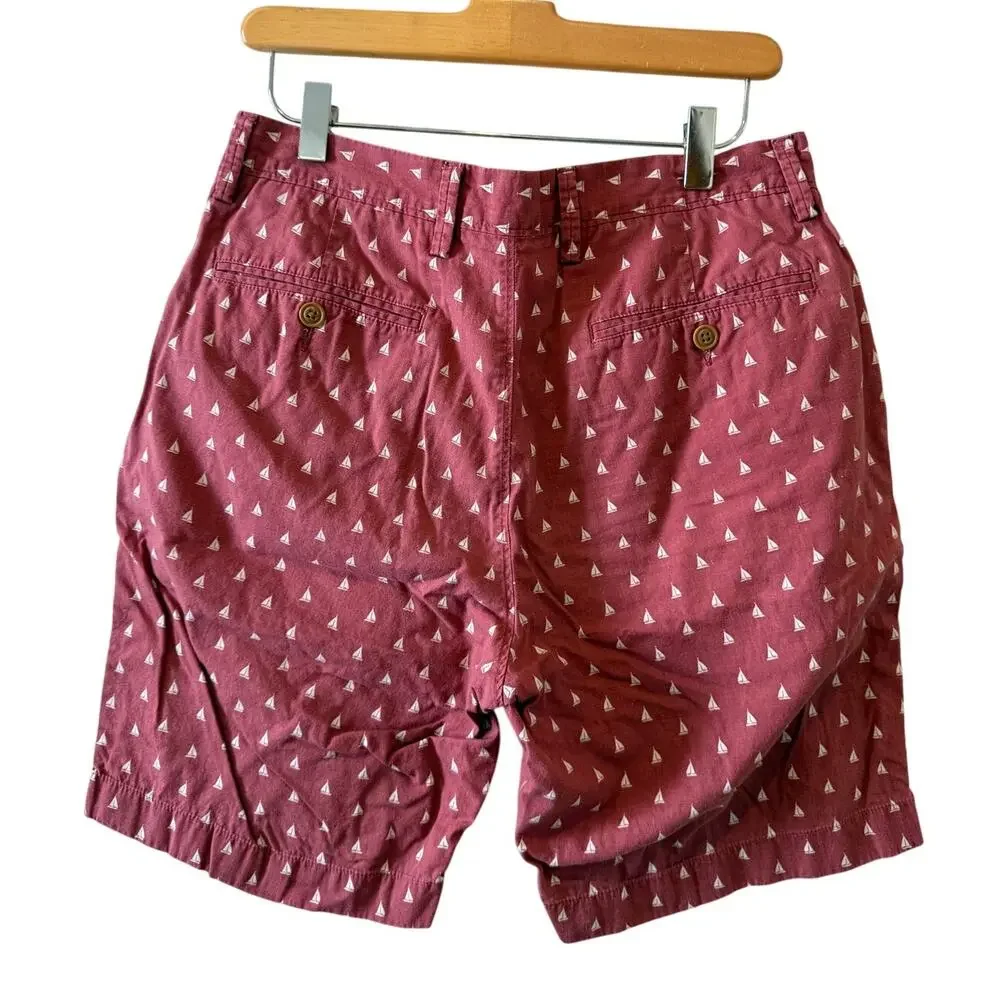 J Crew Gramercy Shorts Nantucket Red Sailboat Print 30